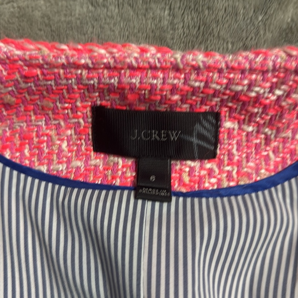 J.Crew Peplum Lady Jacket In Neon Fuchsia Pink Tweed View 3
